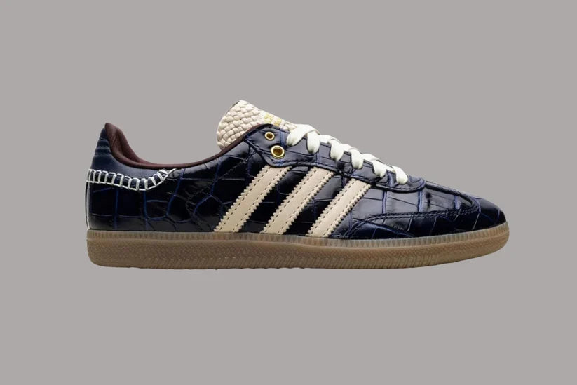 Navy Croc-Embossed Heritage Sneakers – Gum Sole Edition