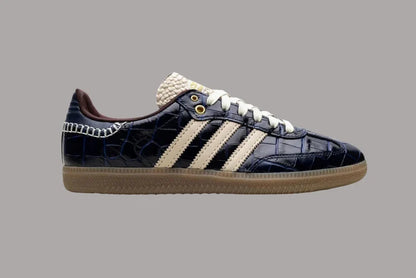 Navy Croc-Embossed Heritage Sneakers – Gum Sole Edition