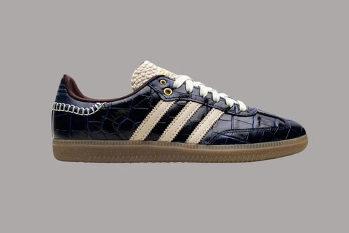 Navy Croc-Embossed Heritage Sneakers – Gum Sole Edition